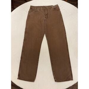 Dickies Relaxed Fit Carpenter Wide Leg Work Pants size 34x32 Brown Canvas Y2K